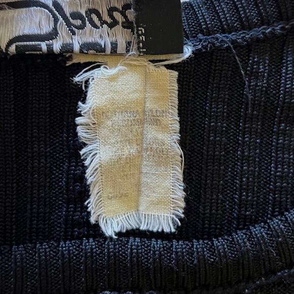 Givenchy Sport 1970s Black Pointelle Logo Ribbed Knit Long-Sleeve Vintage Top - Picture 4 of 9